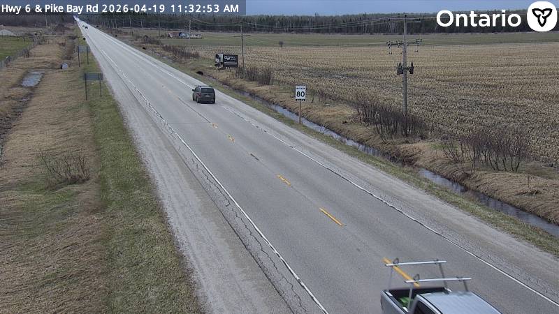 Highway 6 at Pike Bay Road — Looking South