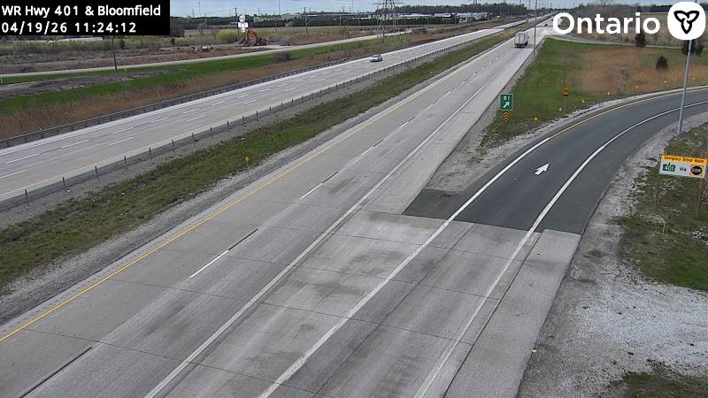 Highway 401 at Bloomfield Road — Looking West