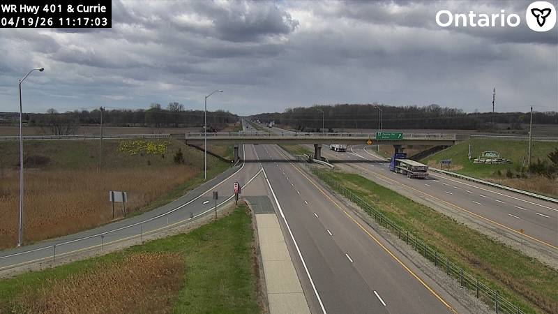 Highway 401 at Currie Road — Looking West