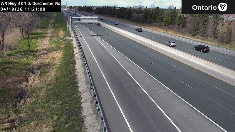 Highway 401 at Dorchester Road — Looking East