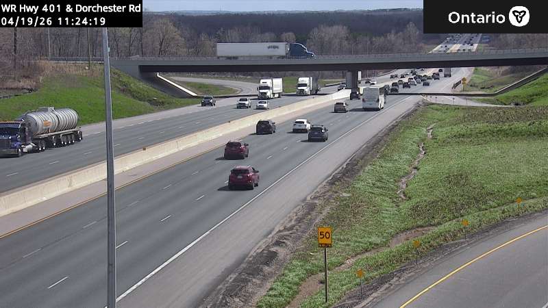 Highway 401 at Dorchester Road — Looking East