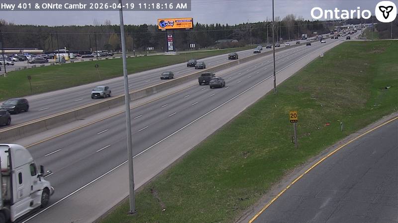 Highway 401 at Cambridge ONRoute — Looking West