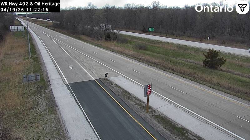 Highway 402 at Oil Heritage Road — Looking West