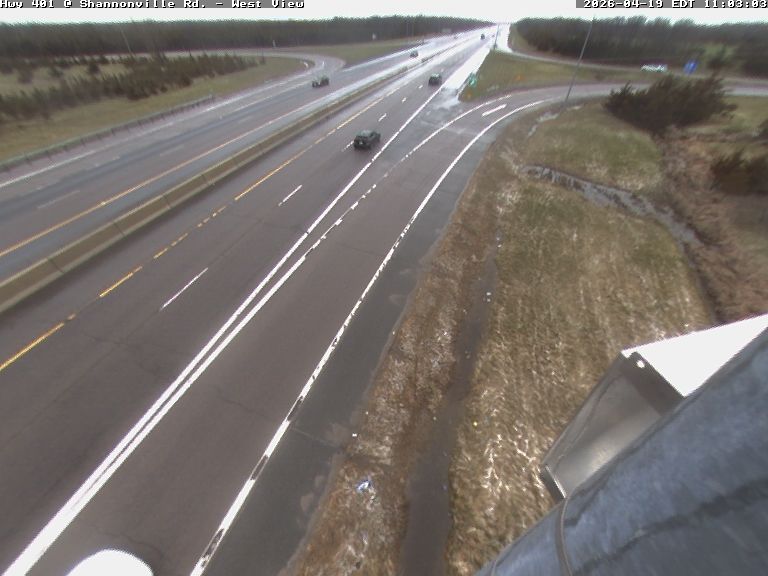 Highway 401 at Shannonville Road — Looking West