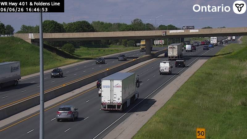 Highway 401 at Foldens Line — Looking East