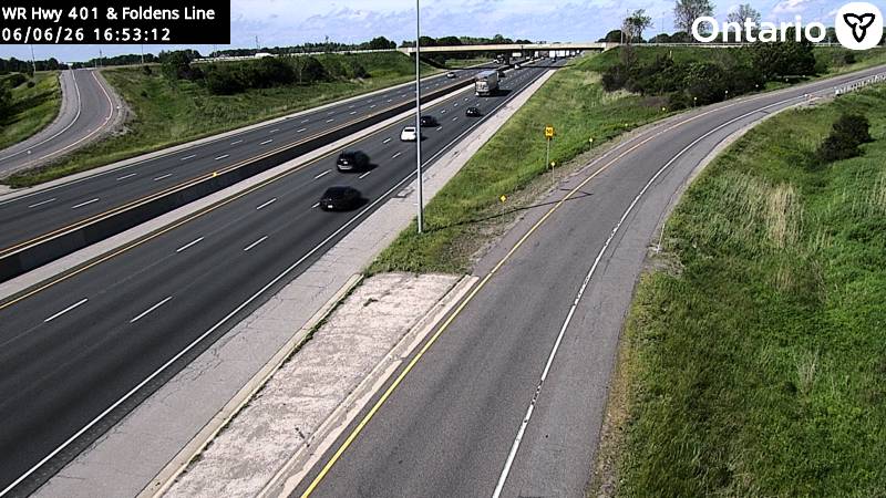 Highway 401 at Foldens Line — Looking East