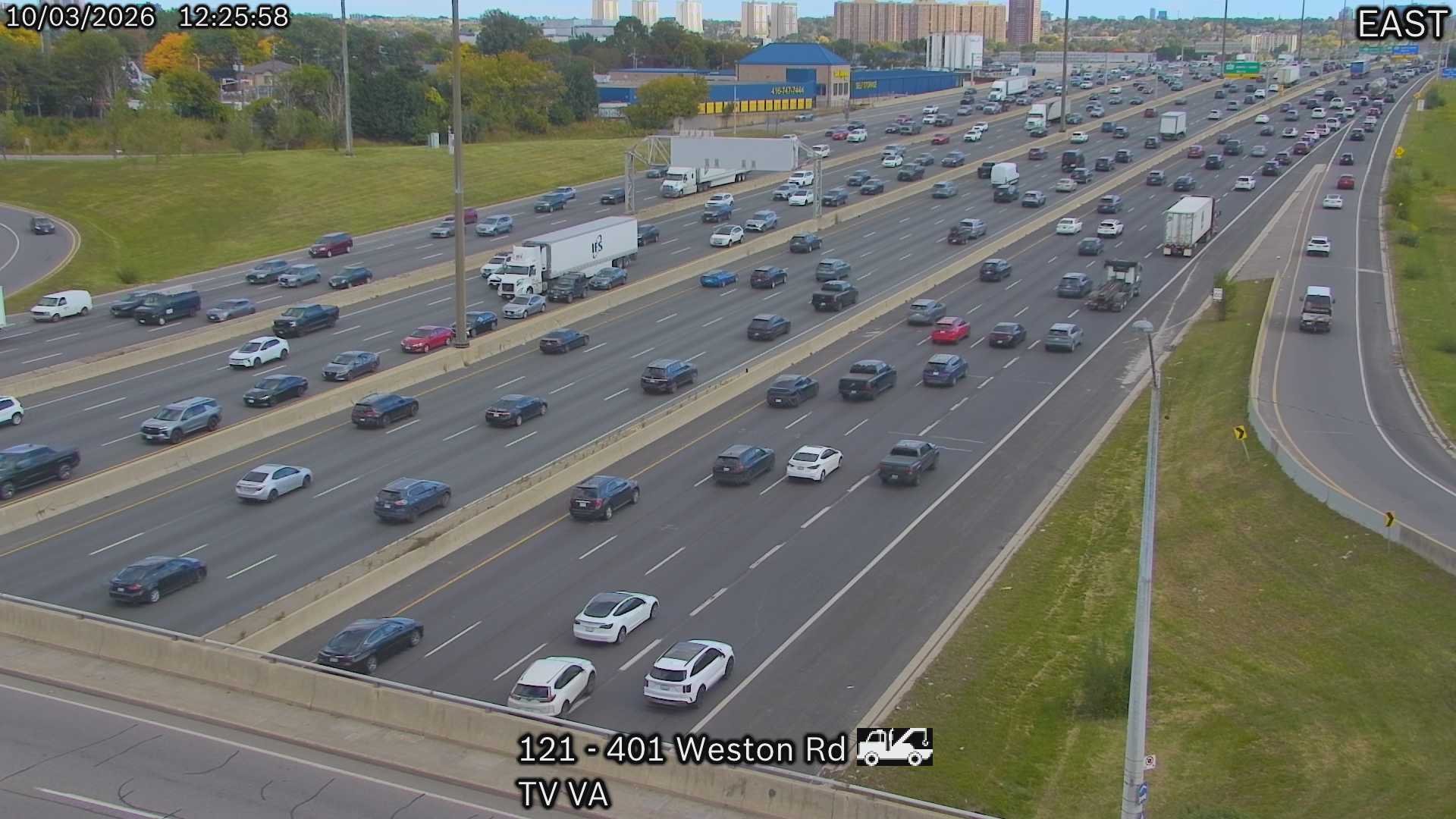 Webcam of Highway 401 at Weston Road courtesy of the MTO