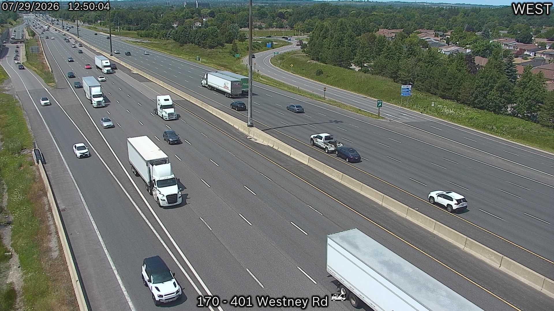 Highway 401 traffic camera at Highway 401 near Westney Road