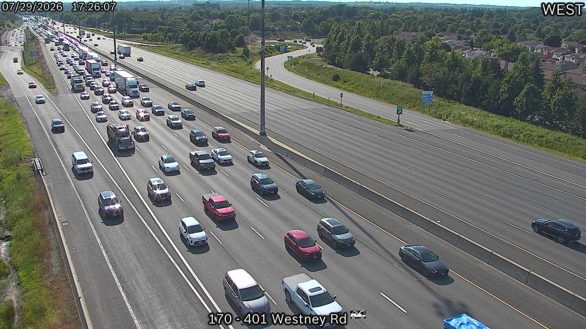 Highway 401 traffic camera at Highway 401 near Westney Road