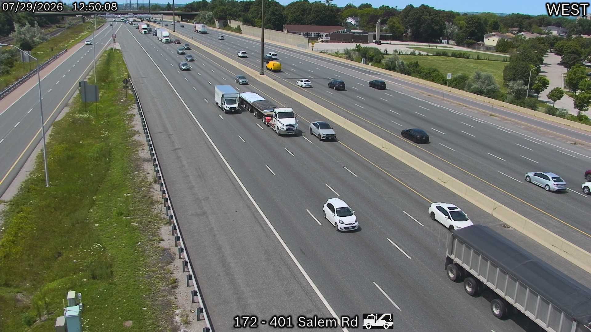 Highway 401 traffic camera at Highway 401 near Salem Road