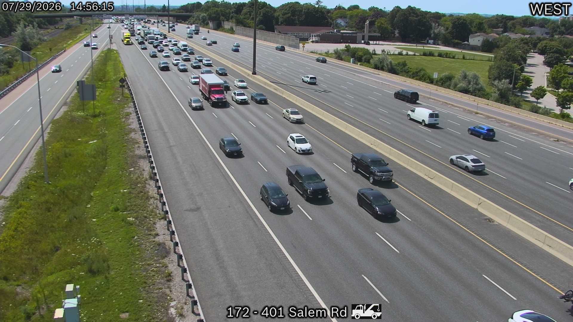 Highway 401 traffic camera at Highway 401 near Salem Road