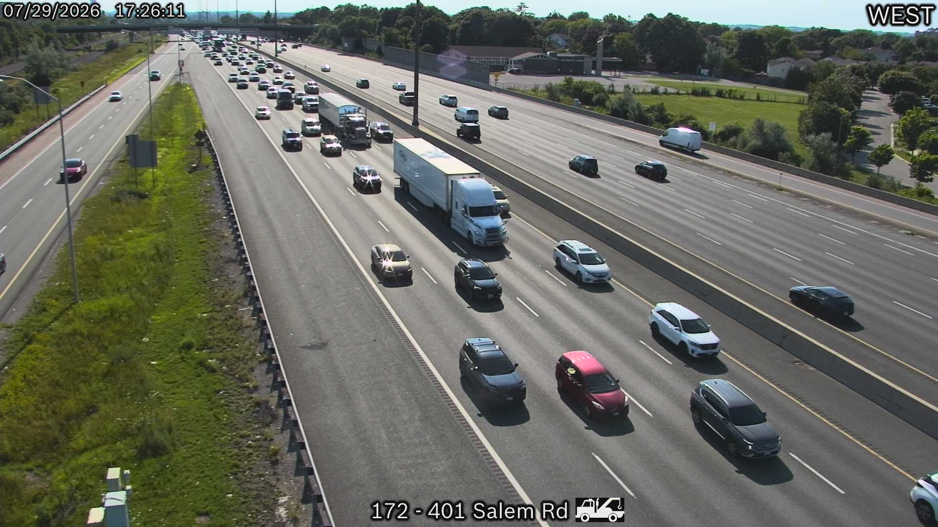 Highway 401 traffic camera at Highway 401 near Salem Road