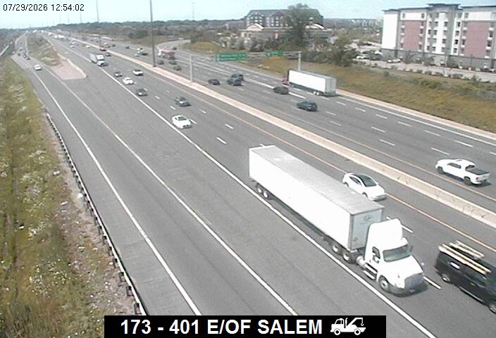 Highway 401 traffic camera at Highway 401 East of Salem Road