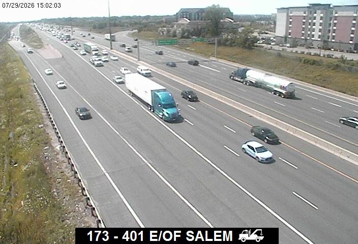 Highway 401 traffic camera at Highway 401 East of Salem Road