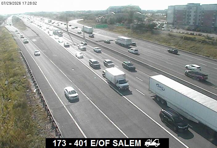 Highway 401 traffic camera at Highway 401 East of Salem Road