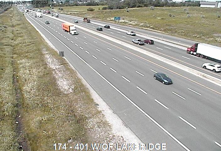 Highway 401 traffic camera at Highway 401 West of Lakeridge Road