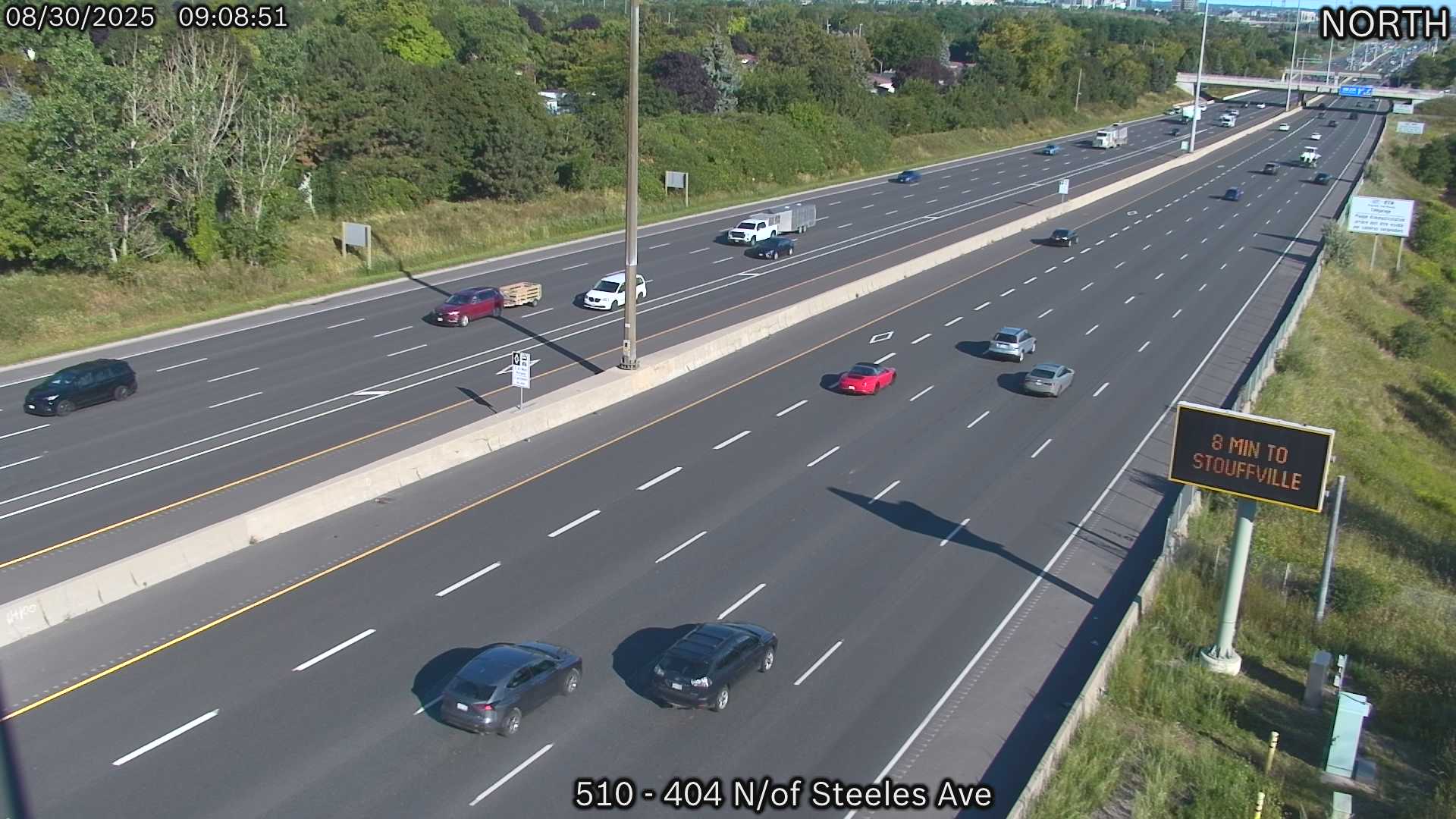 Traffic Cam Highway 404 North of Steeles Avenue