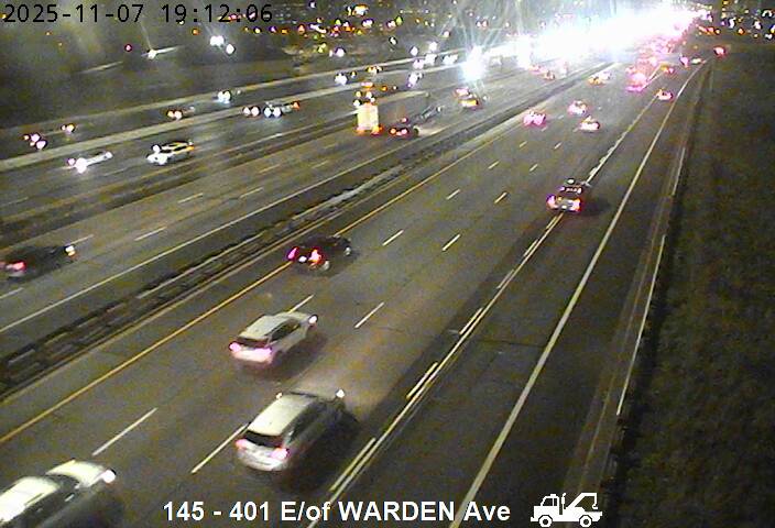 Webcam of South side of Highway 401 near Birchmount Rd courtesy of the MTO