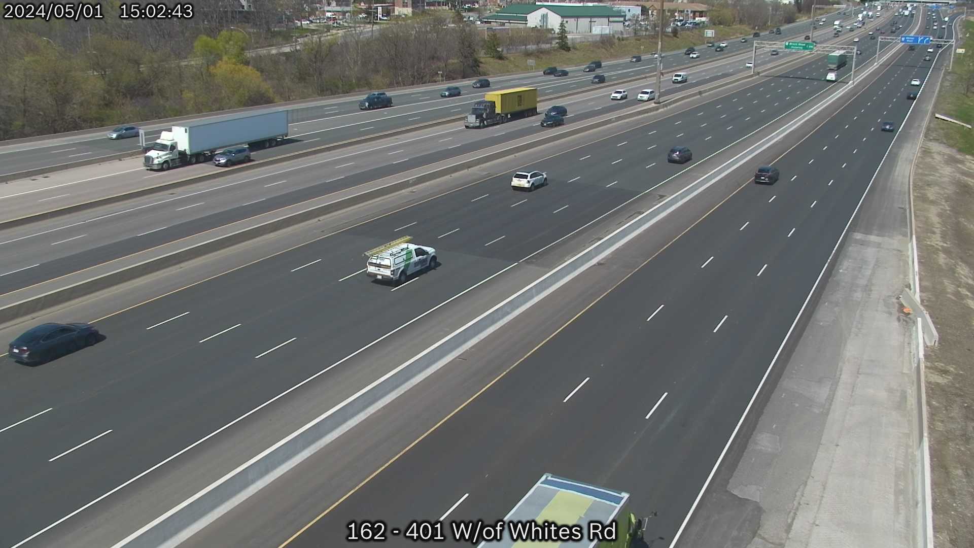 Webcam of South side of Highway 401 near Rougemout Dr courtesy of the MTO
